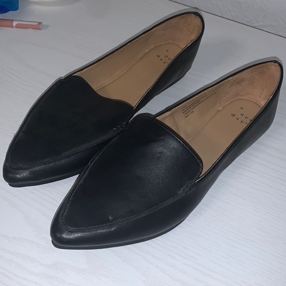 A New Day Leather Pointed Flats - Size 7.5